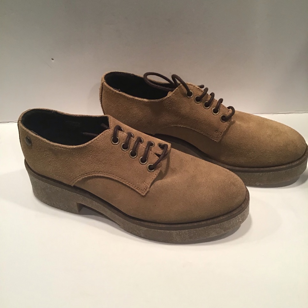 Is To Me Tan Suede Platform Oxfordsβ Sz. 7